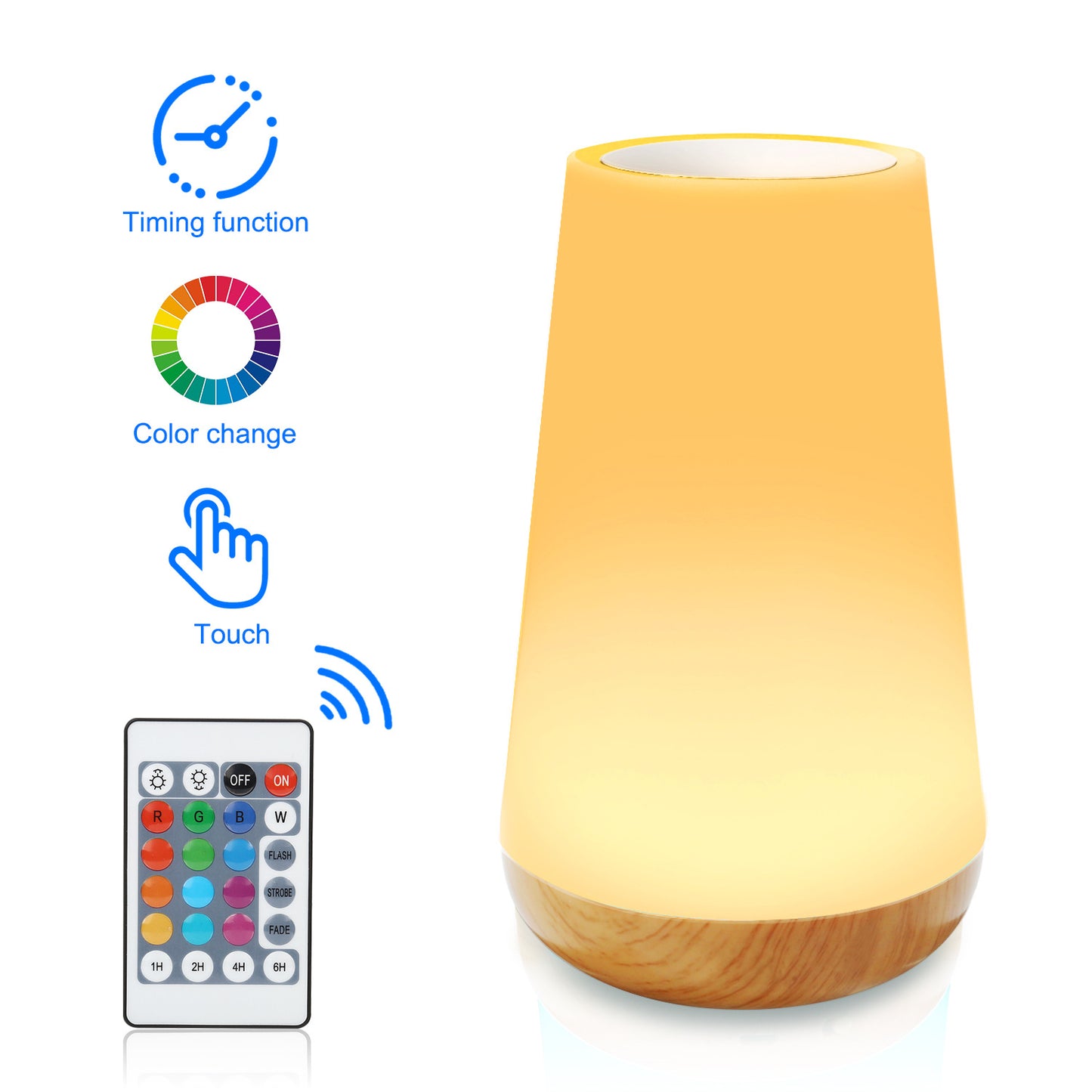 Wood grain remote control touch night light creative pat table lamp bedroom bedside lamp rainbow atmosphere light